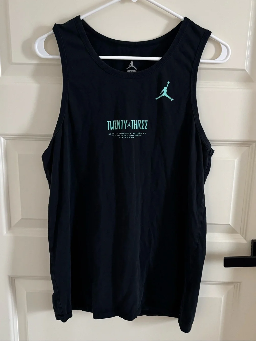 Jordan Black Cotton Tank with Mint Jumpman
